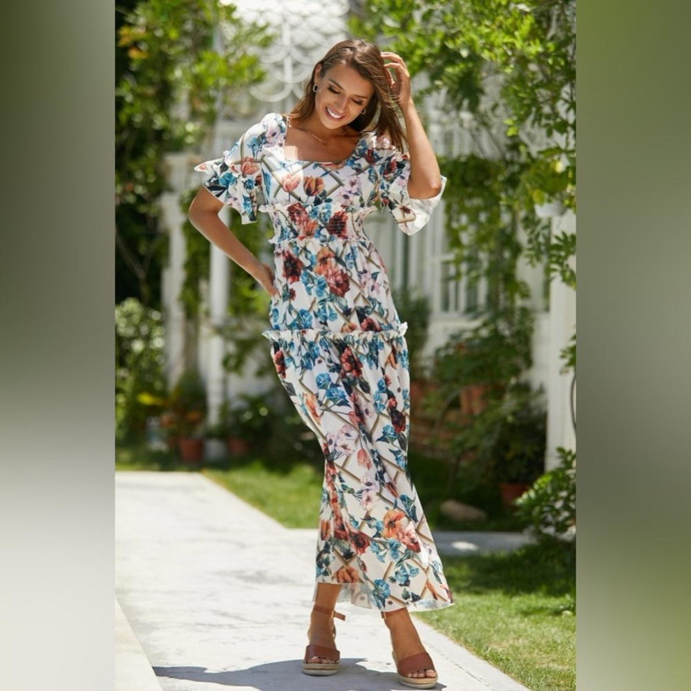 Tiered Maxi Floral Dress-New W/O Tags